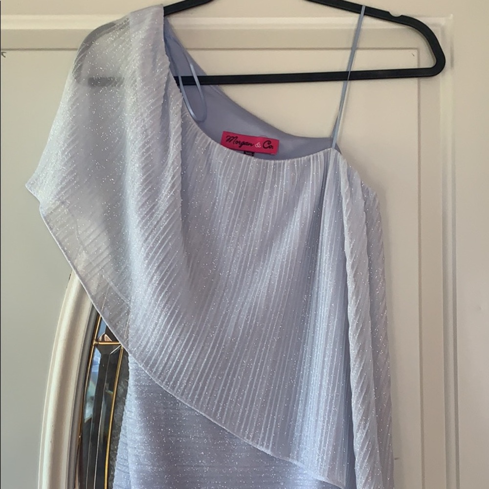 Light Blue with Silver Sparkles Formal Dress